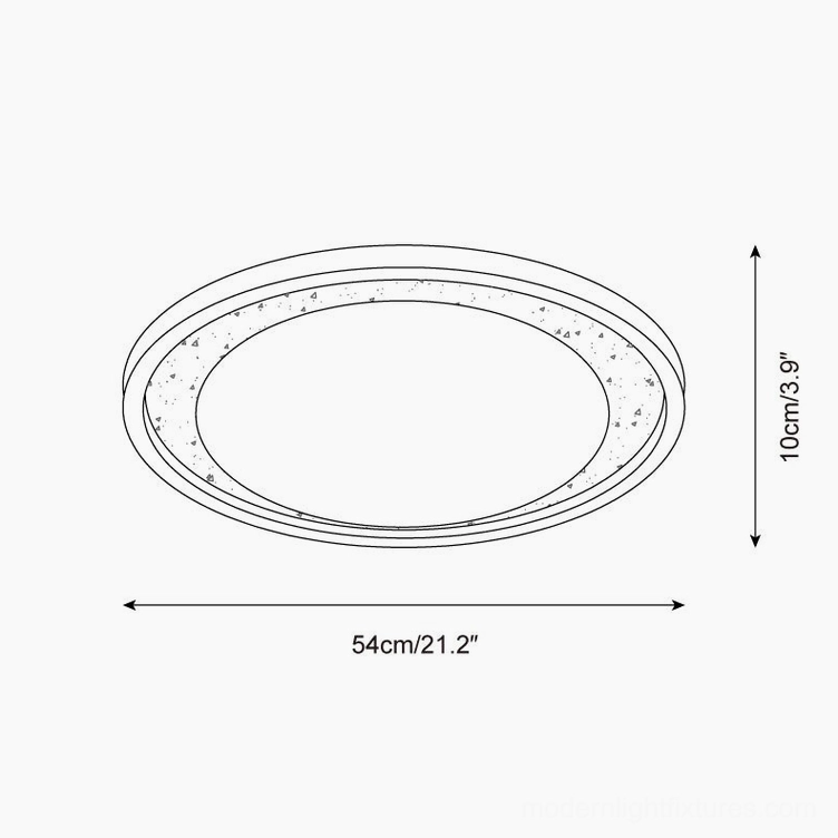 Caldo 54cm diameter ceiling light blueprint, size comparison and dimensional specifications