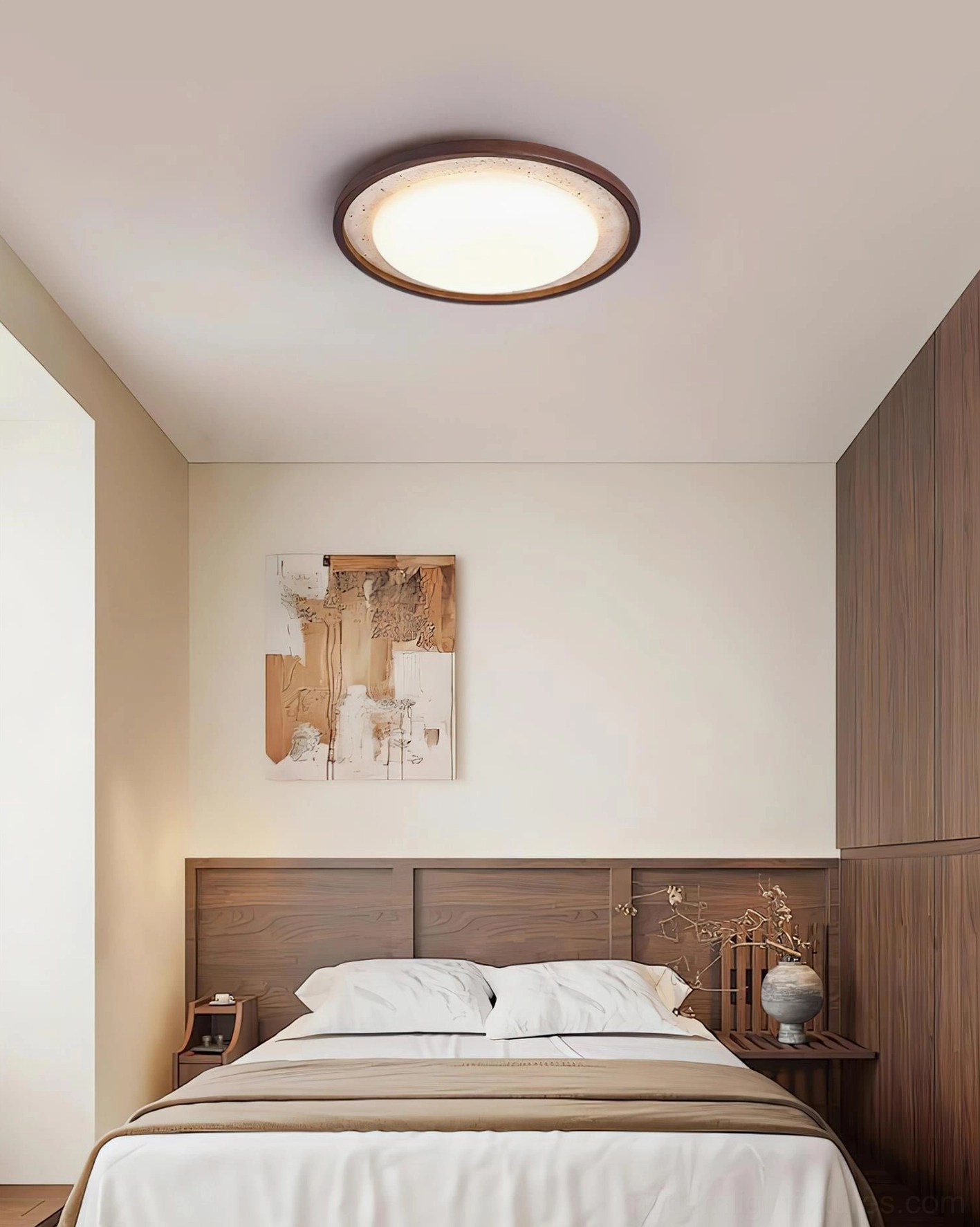 Caldo integrated LED ceiling light with matte opal diffuser, warm 3000K color temperature