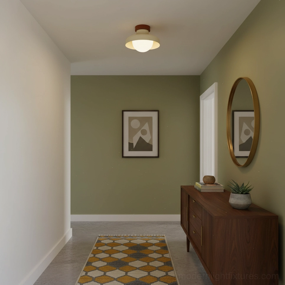 Calico ceiling light fixture bottom view showing diffuser and light distribution