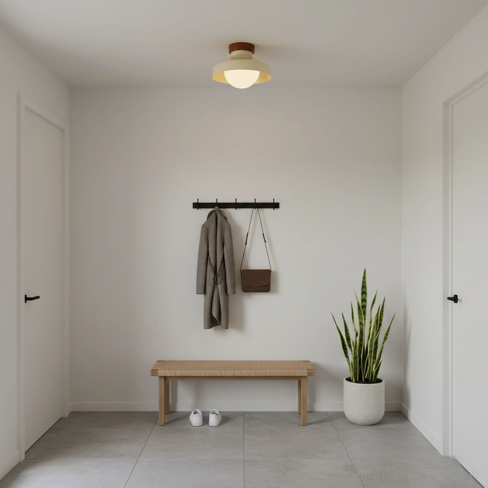 Calico modern flush mount ceiling light showing profile and installation mount configuration