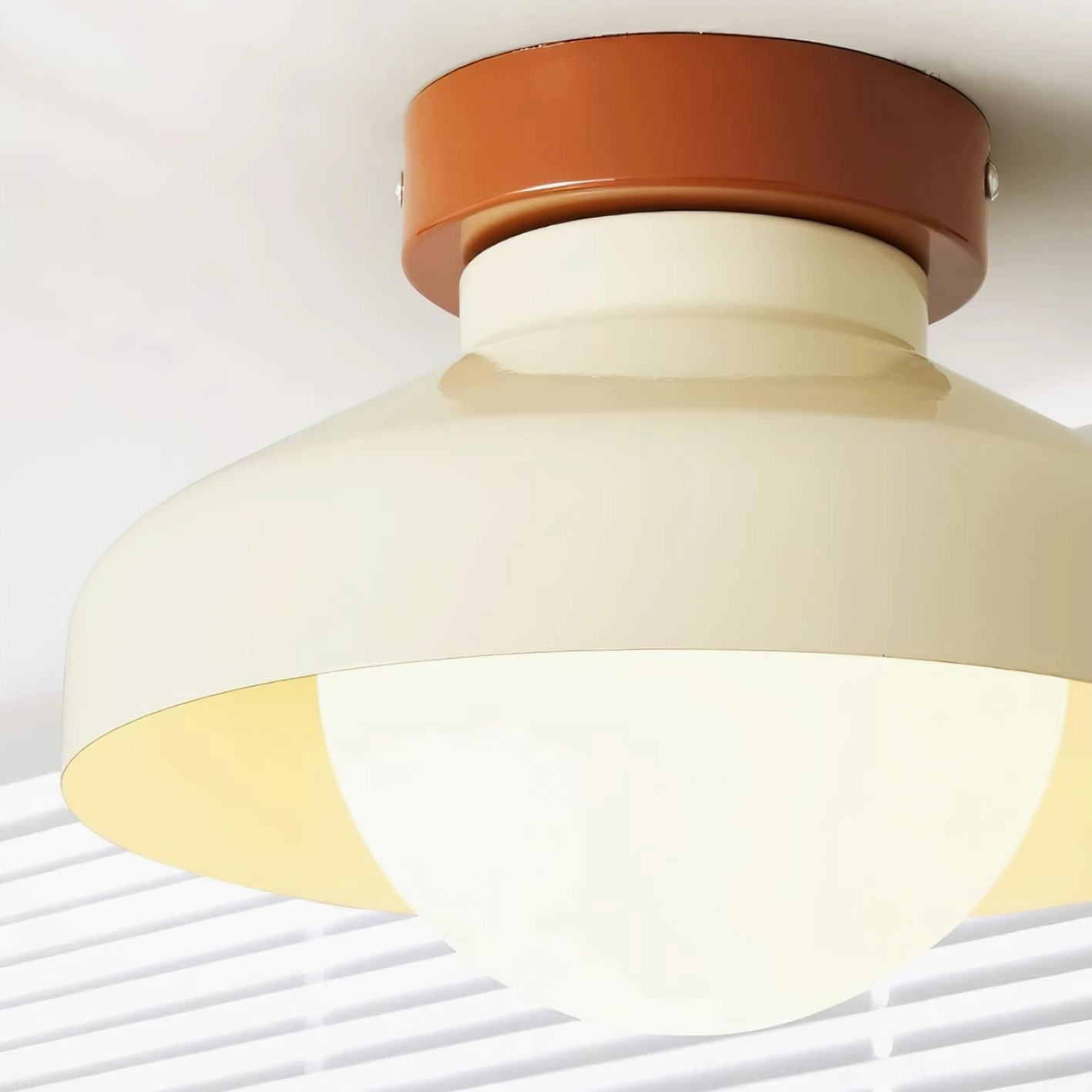 Calico modern flush mount ceiling light in minimalist Scandinavian interior design