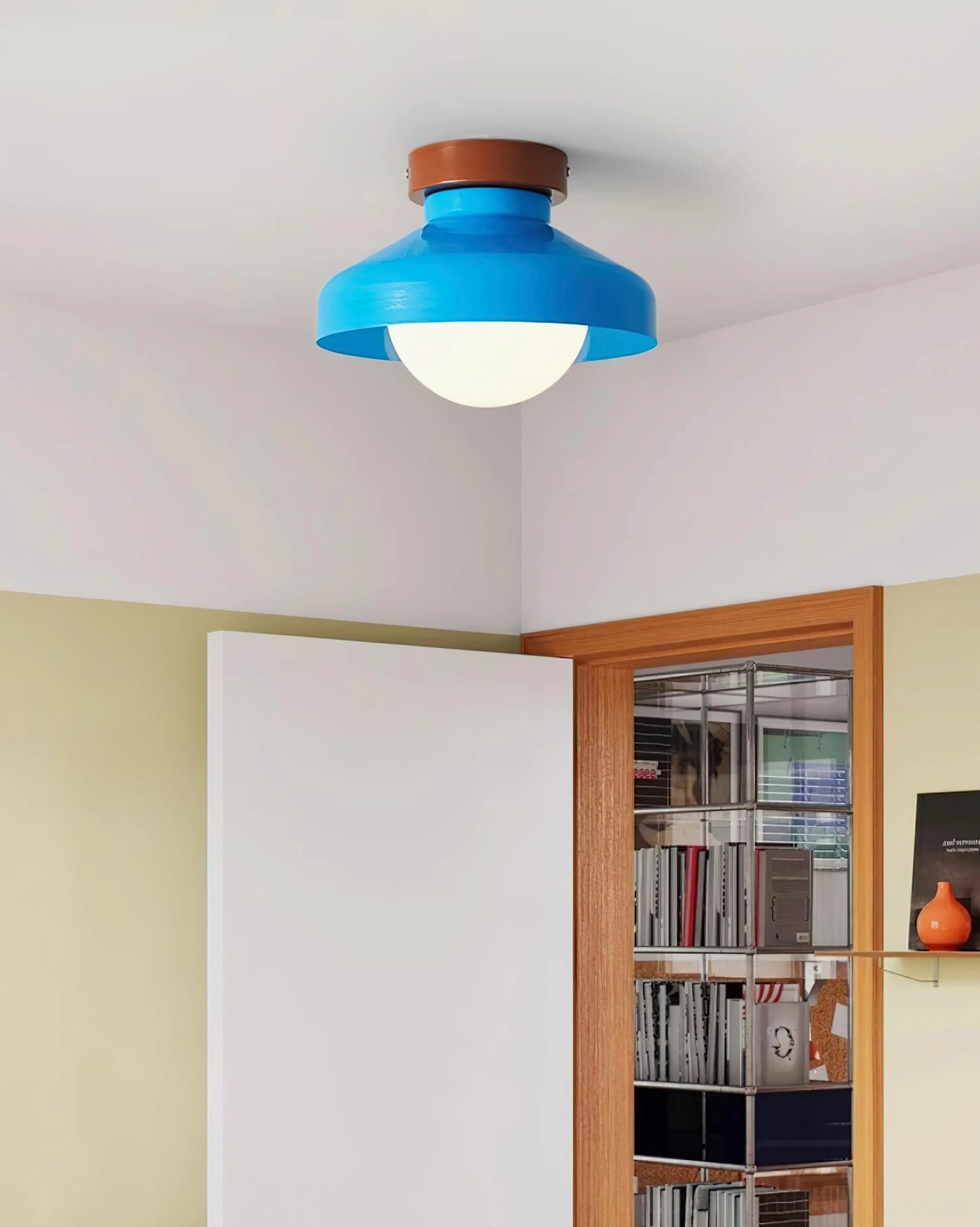 Technical line drawing orthographic view Calico modern ceiling light fixture, 26cm diameter 20cm height specifications