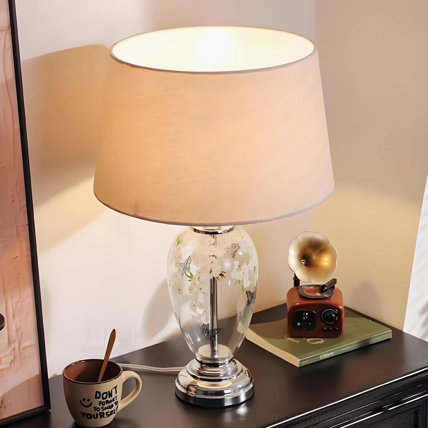 Calista botanical lamp shade detail fabric and diffusion quality