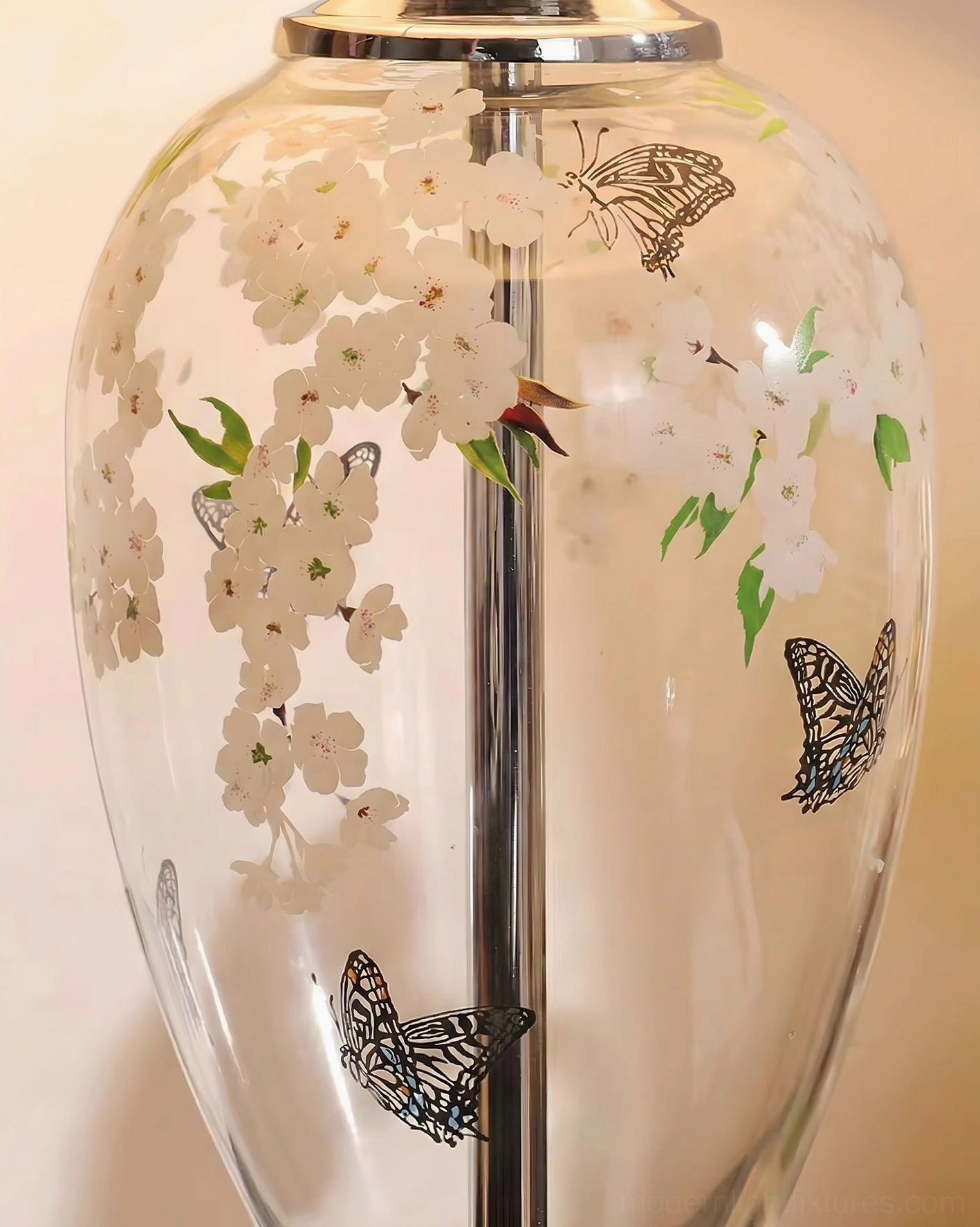 Calista butterfly botanical glass lamp lifestyle room ambiance warm glow