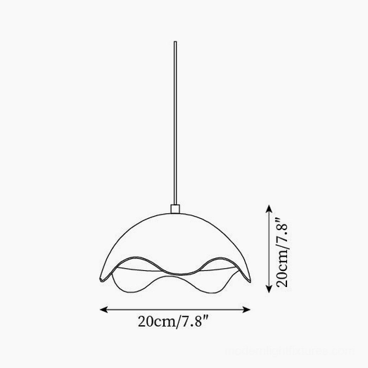 Technical schematic diagram of Callan single-head pendant light showing dimensions 20cm diameter by 20cm height