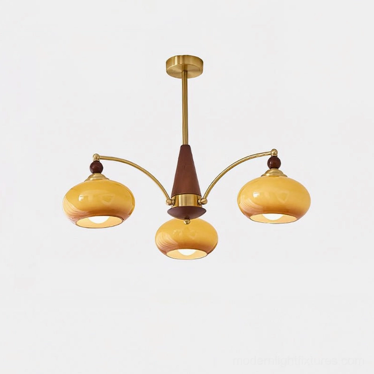 Calliope 3-light retro pendant - studio lighting product view - vintage-inspired brass pendant