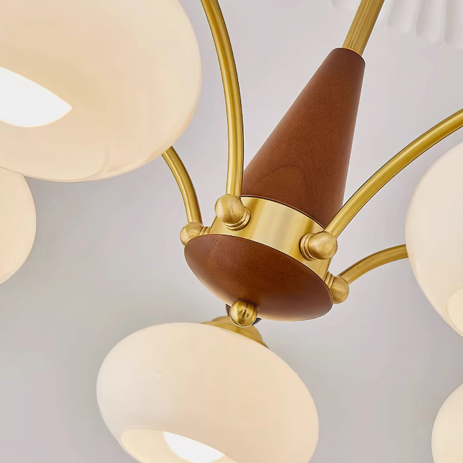 Calliope vintage 5-light retro chandelier - mid-century modern design with warm glass finish