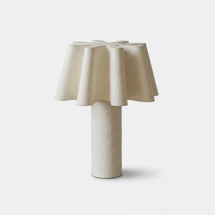Calora white pleated table lamp front studio view minimalist design