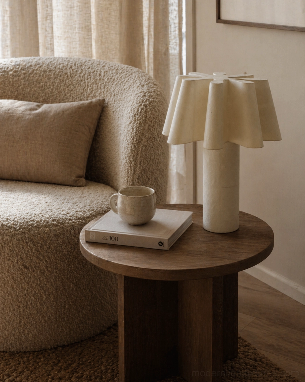 Calora table lamp dark wood side table living room sofa styling