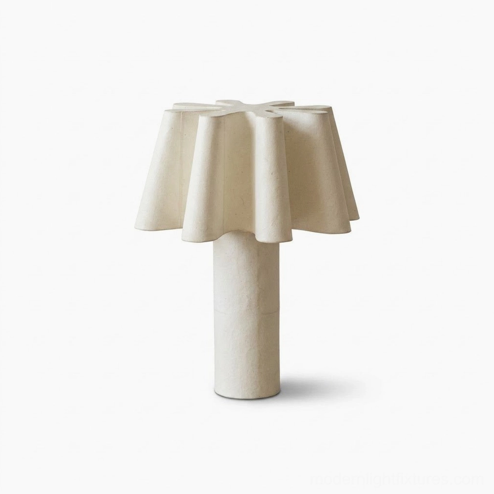 Calora white sculptural pleated table lamp contemporary minimalist lighting fixture