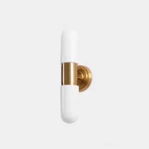 Calvero modern dual wall sconce front view minimalist design frosted glass shades chrome metal finish