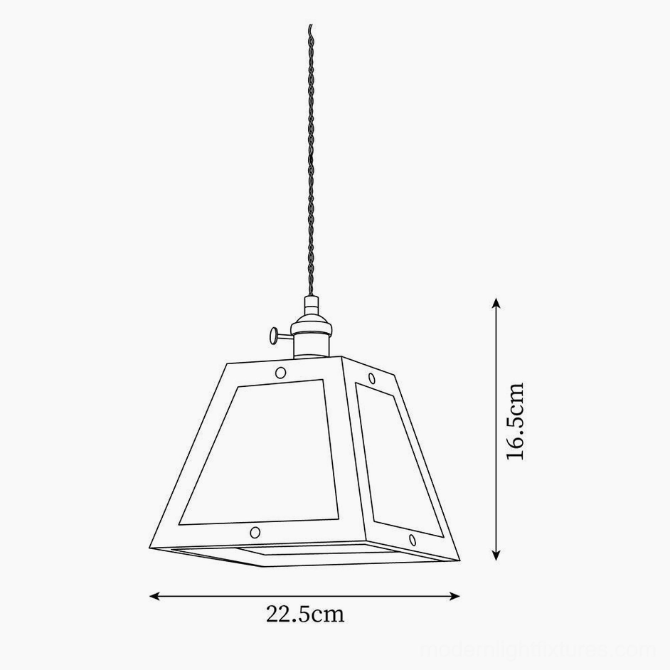 Technical dimension drawing of Calvi pendant lamp showing 22.5cm diameter and 16.5cm height specifications