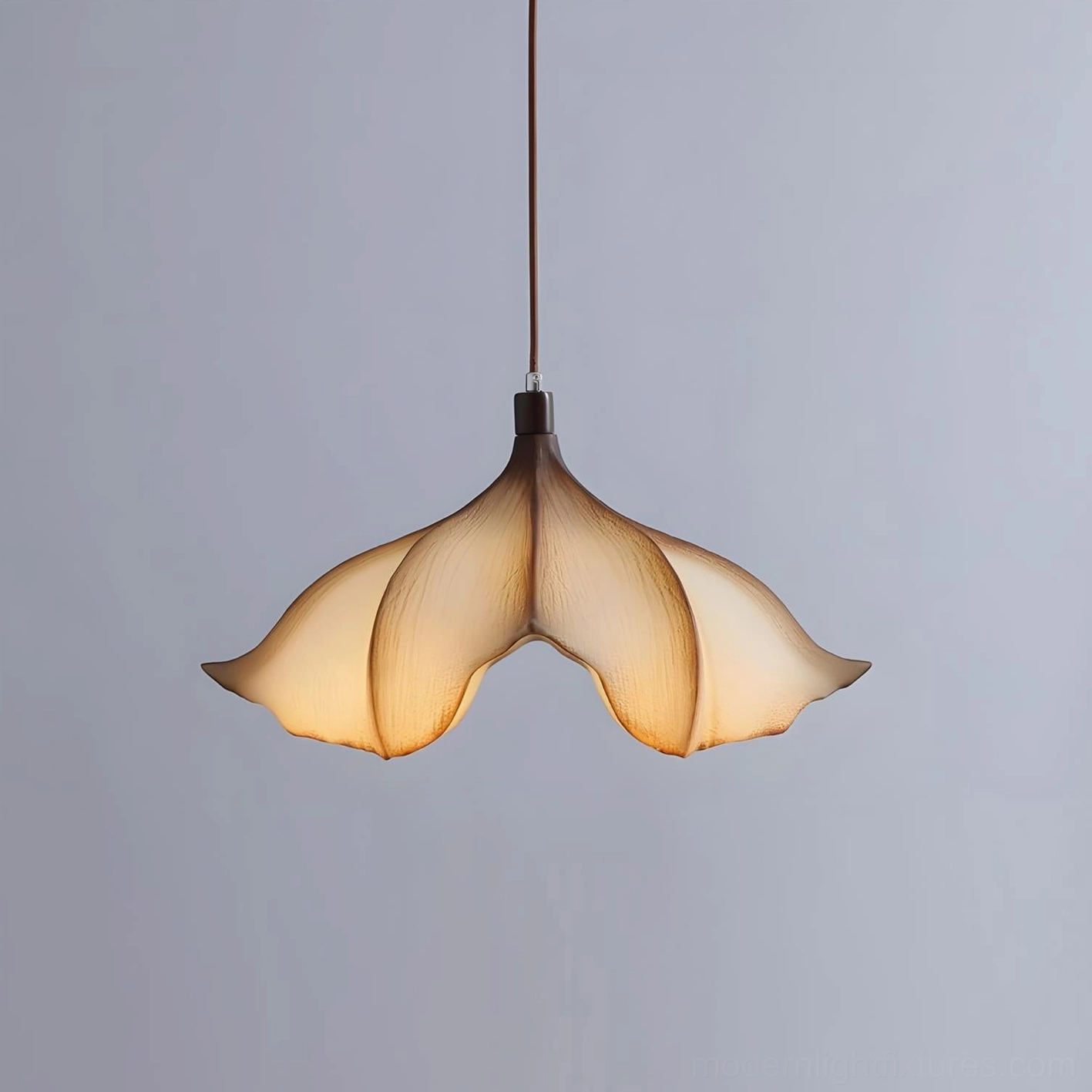 Calysa petal pendant light architectural detail showing curved PETG panels and refined sculptural design