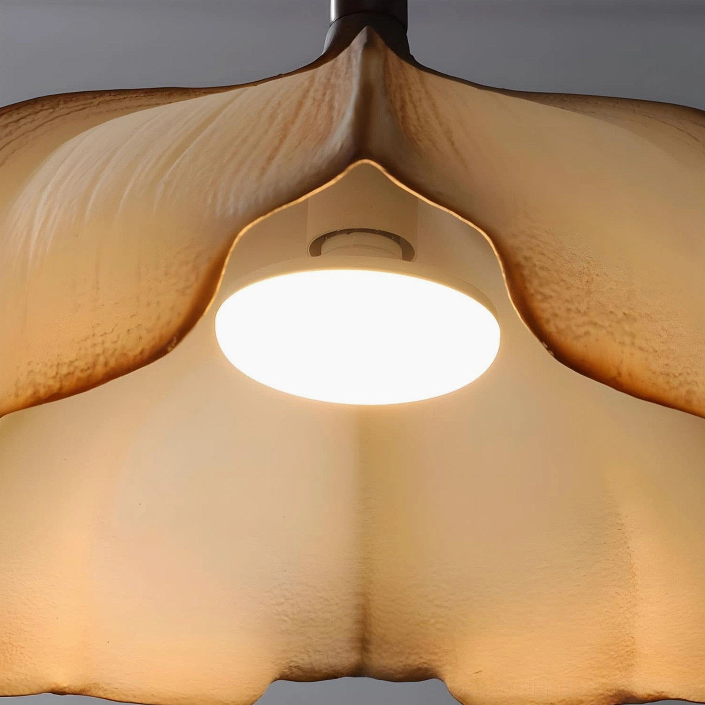 Calysa sculptural petal pendant light showing warm ivory to amber gradient transition in PETG shade