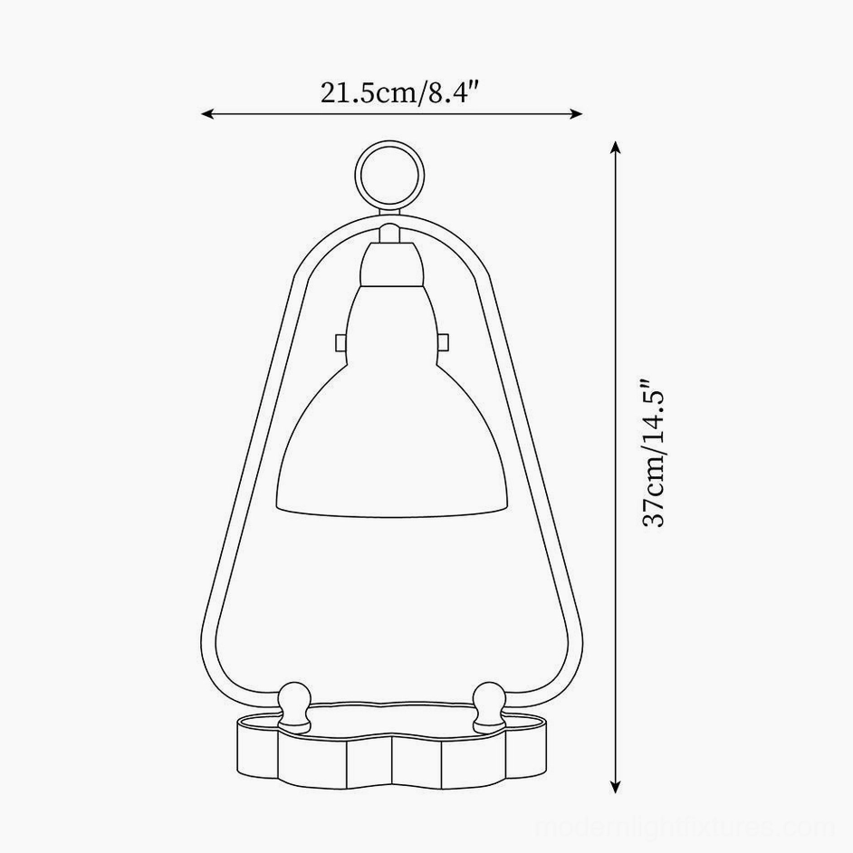 Candle warmer lamp technical specifications diagram with dimension measurements 21.5cm diameter and 37cm height