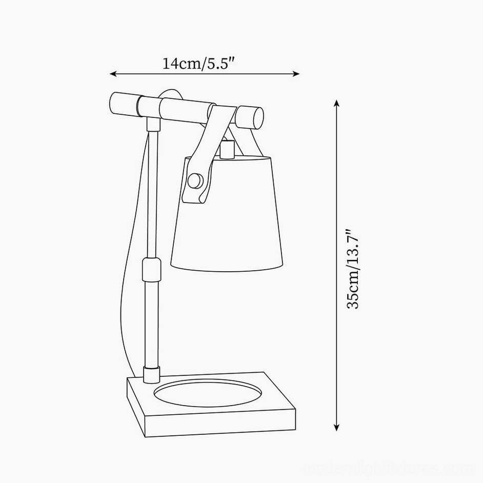 Candle warmer lamp technical schematic showing 14cm diameter and 35cm height measurements, orthographic drawing