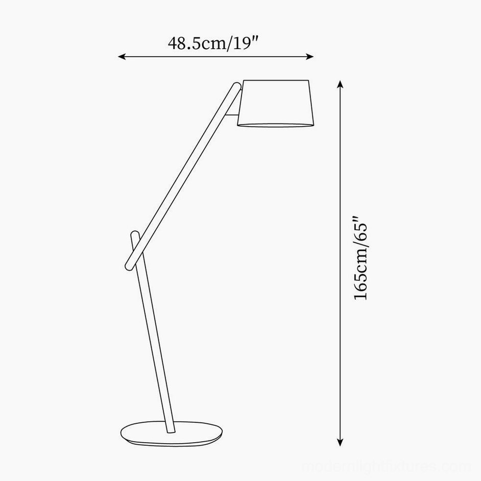 Floor lamp technical drawing schematic showing cantilever dimensions and structure specifications