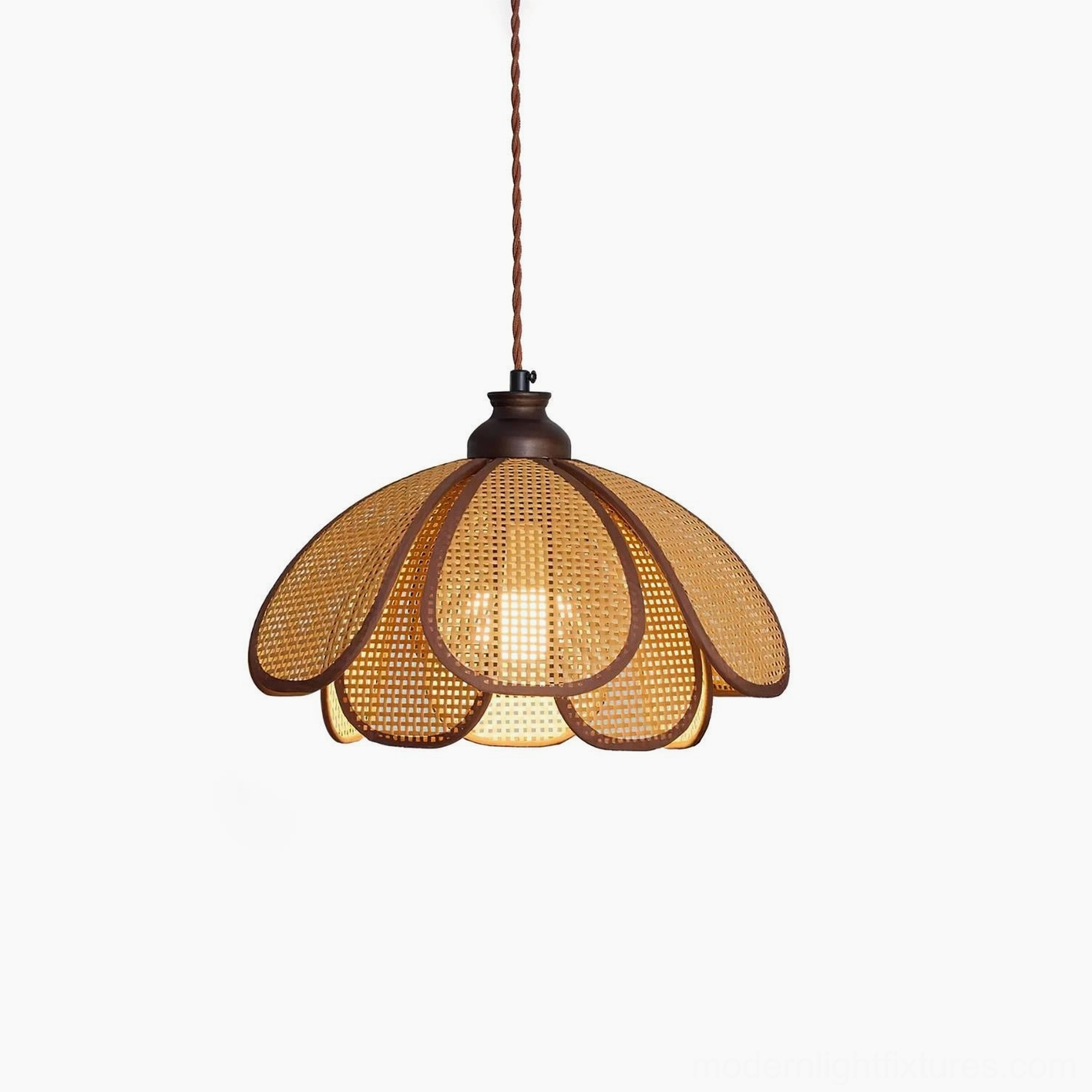 Capelina natural woven rattan hanging pendant lamp for modern dining rooms and living spaces