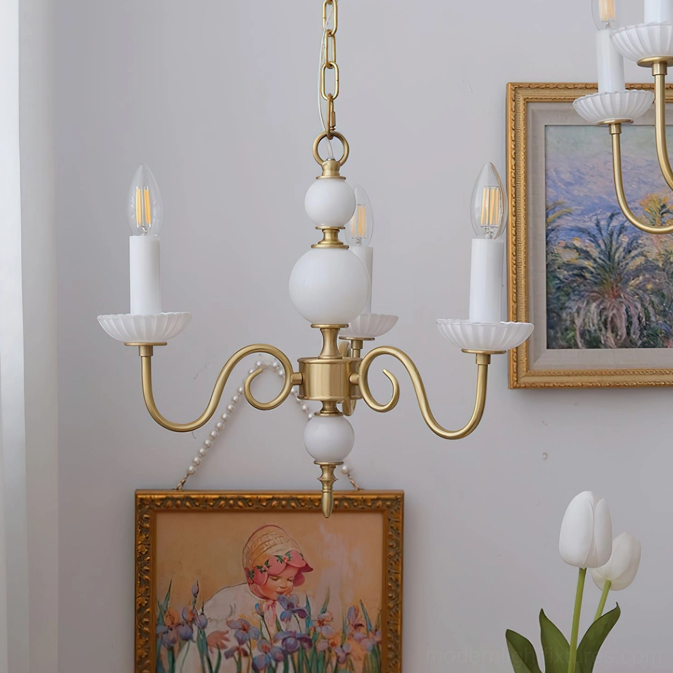 Carlita 3-head and 5-head chandelier comparison showing size variations