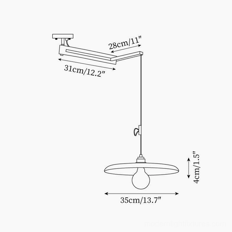 Carlyle wood pendant light technical dimension schematic diagram