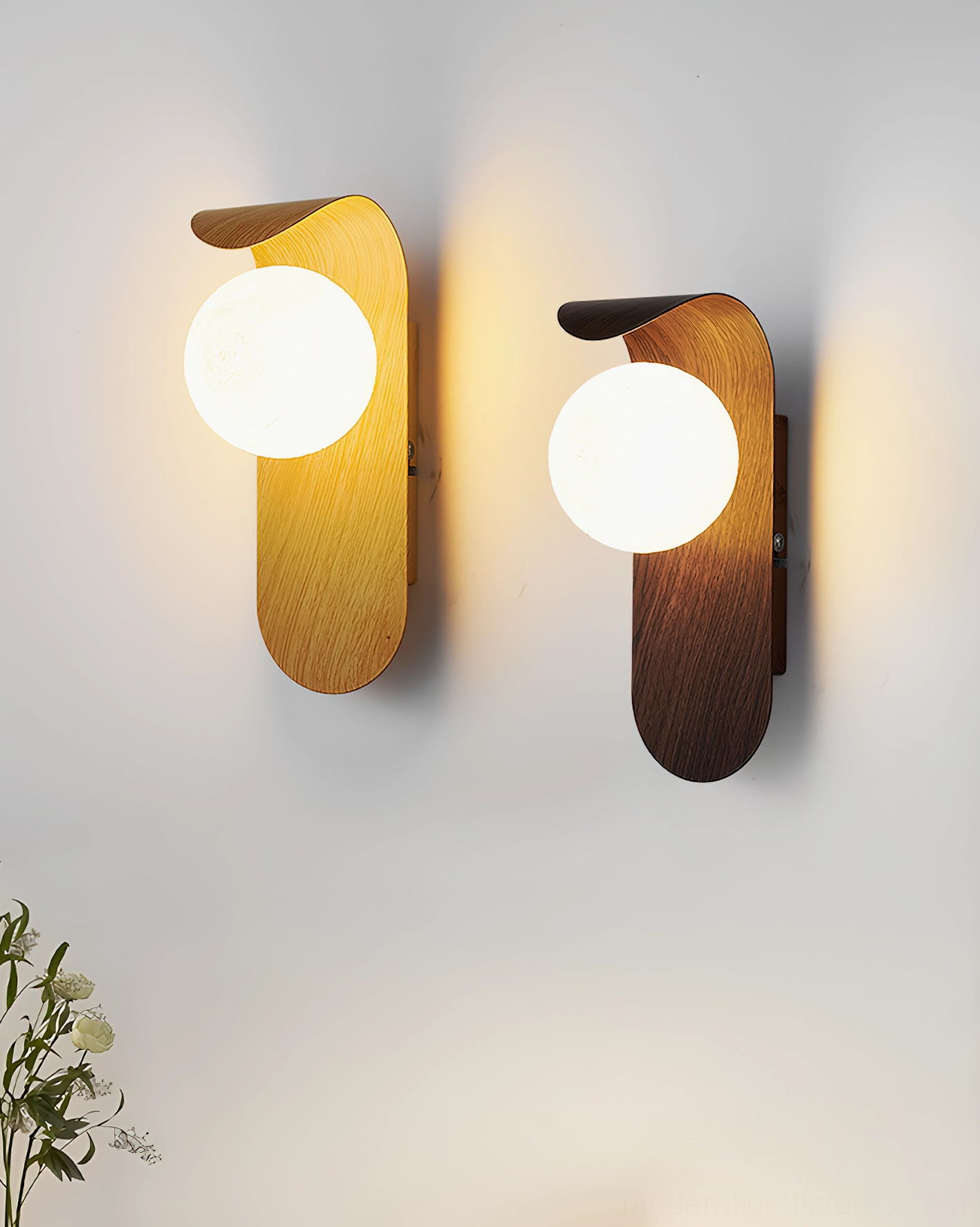 Carlyle wall sconce product photography white background minimal styling showcase