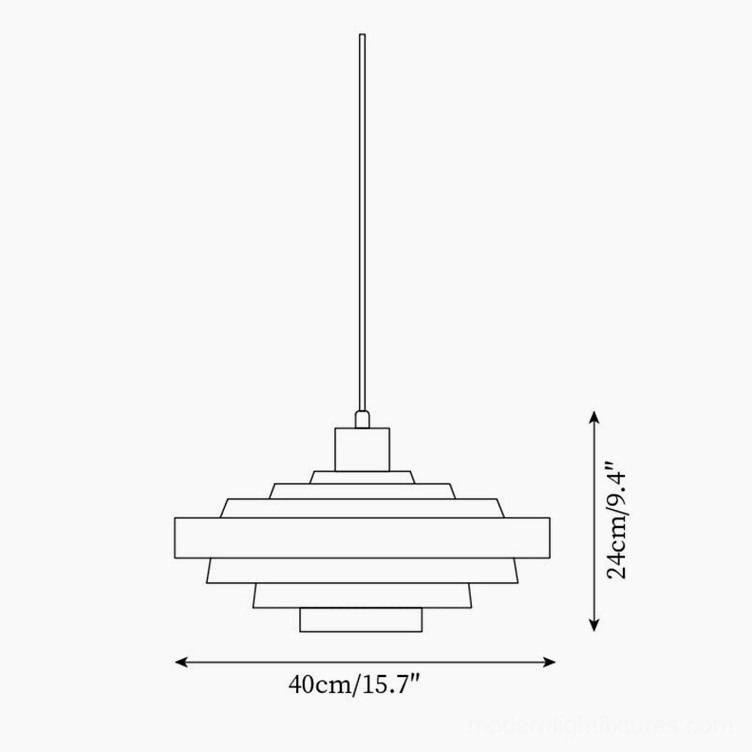 Carmen pendant lamp technical dimension schematic drawing showing 40cm diameter and 24cm height specifications
