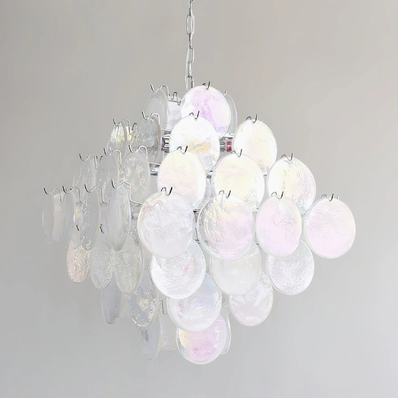 Carmosa glass disc chandelier color palette view showing multiple finish options in organized display