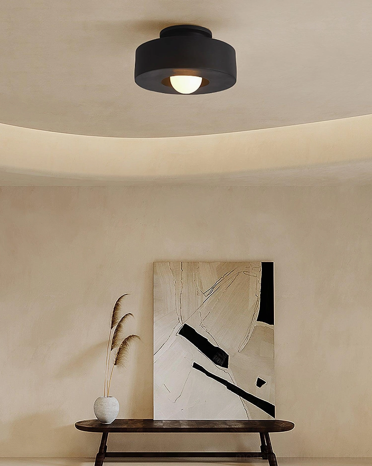 Black Carneros flush-mount ceiling lamp, contemporary modern lighting design for minimalist interiors