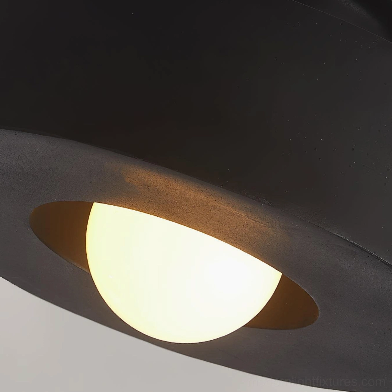 Red Carneros modern ceiling light, detail view of stacked cylindrical resin construction