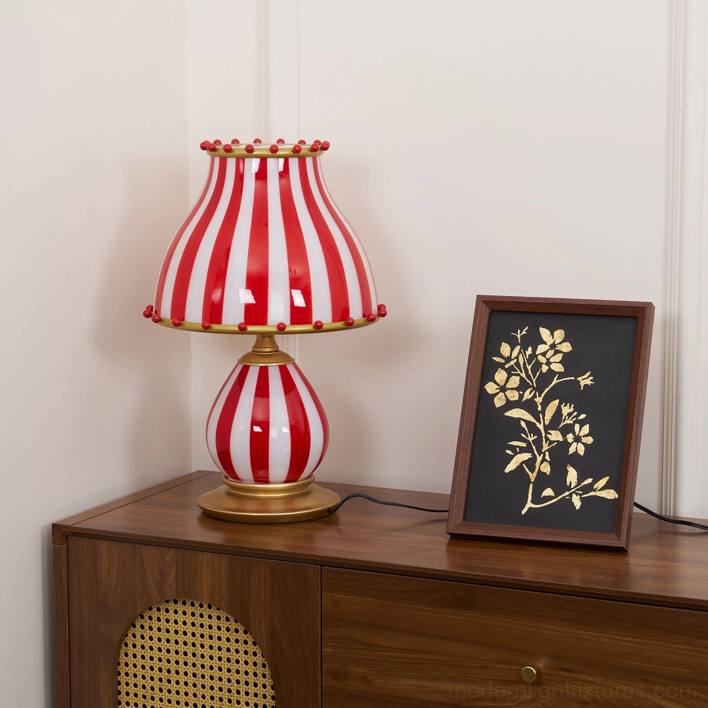 Carnival inspired striped table lamp 40W incandescent LED compatible