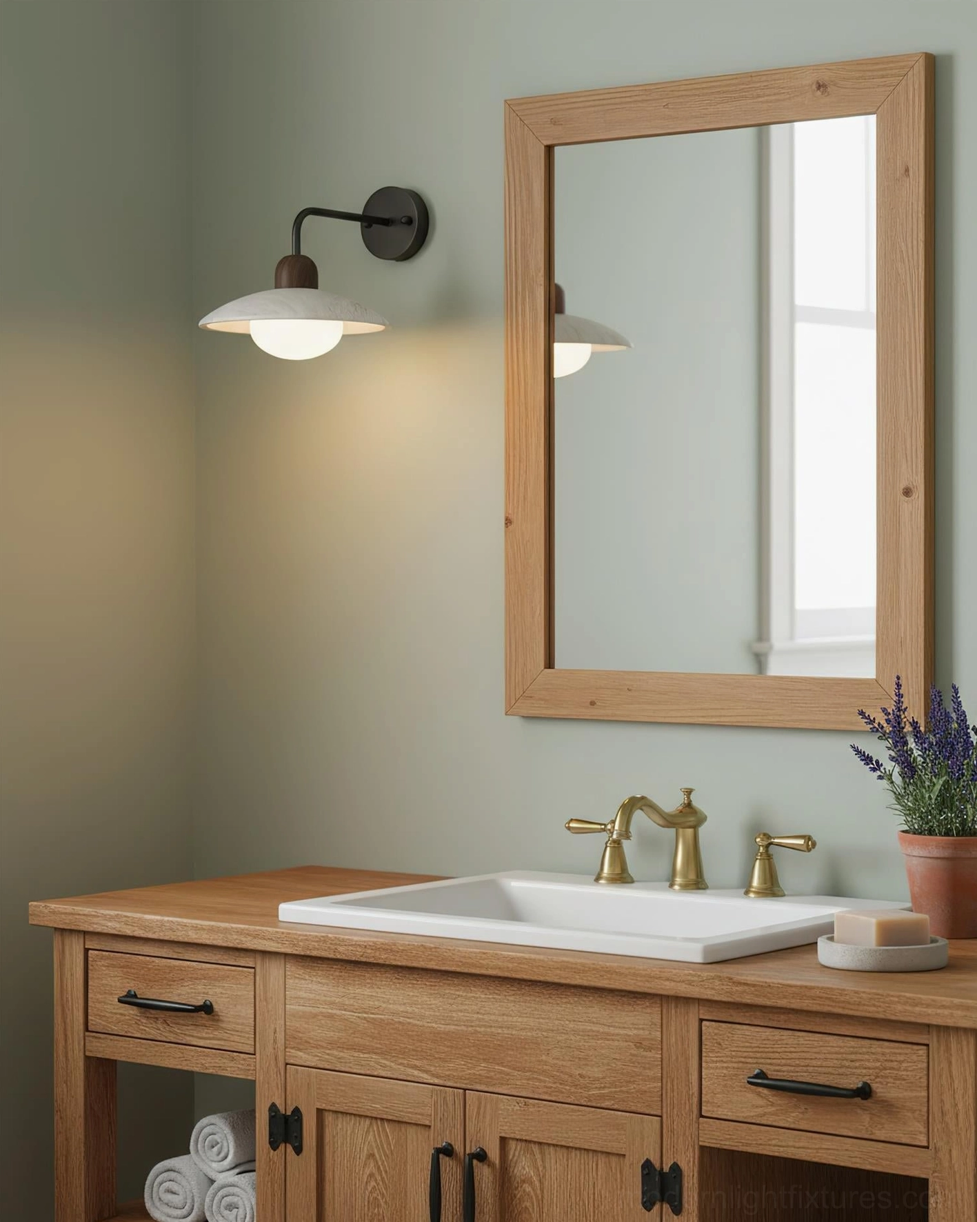 Carolia wall lamp showing wood color natural finish option in warm contemporary interior design