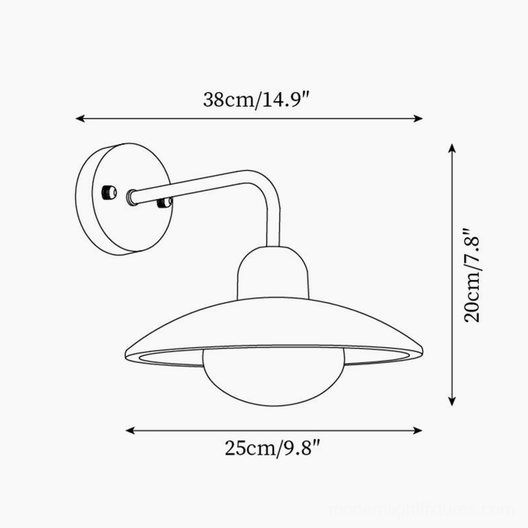 Carolia travertine wall sconce orthographic technical drawing showing dimension measurements and size reference