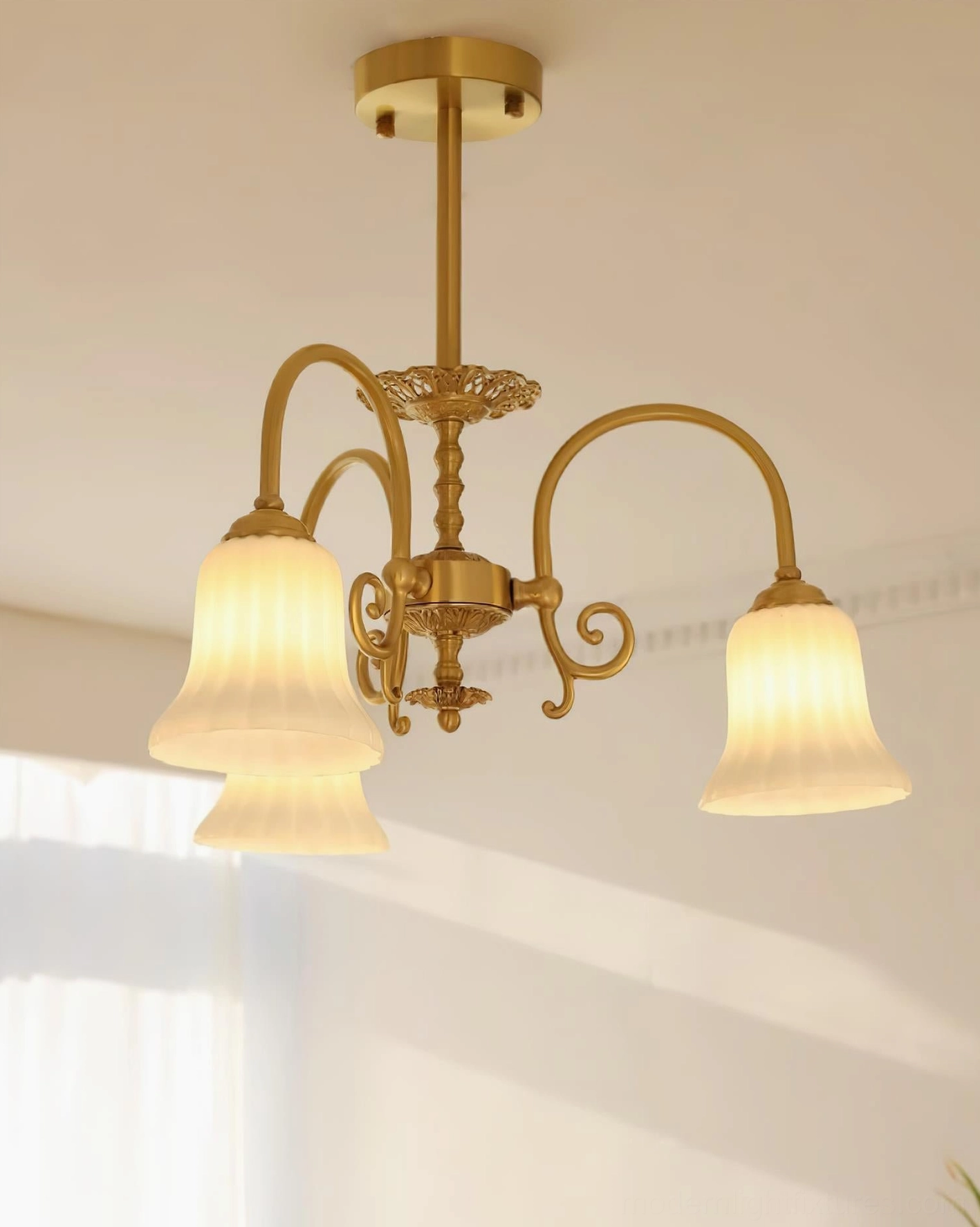 5-head Caroline brass chandelier technical specification drawing 59cm diameter 47cm height