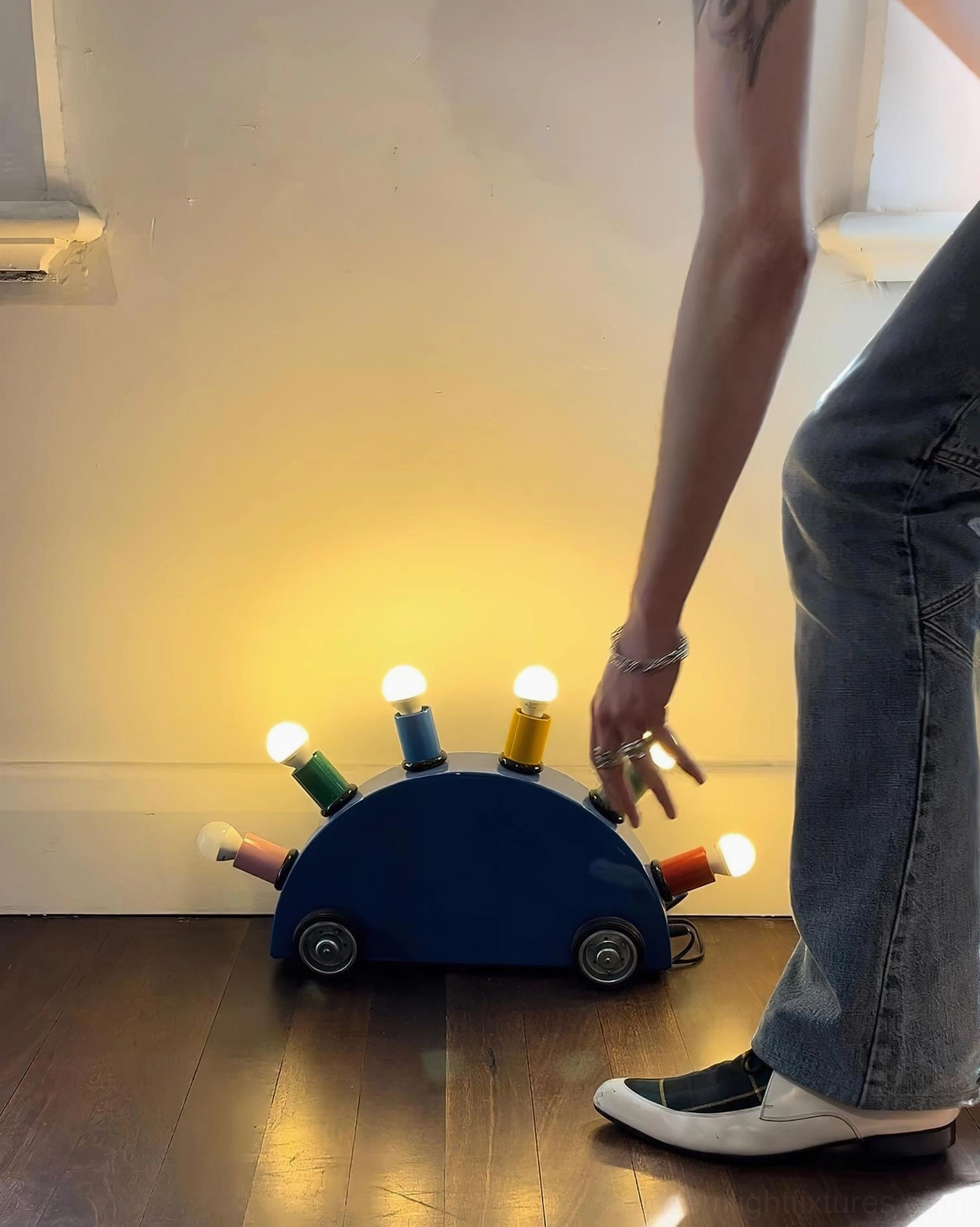 Cartoon car lamp artistic sculpture lighting functional art statement piece home decor