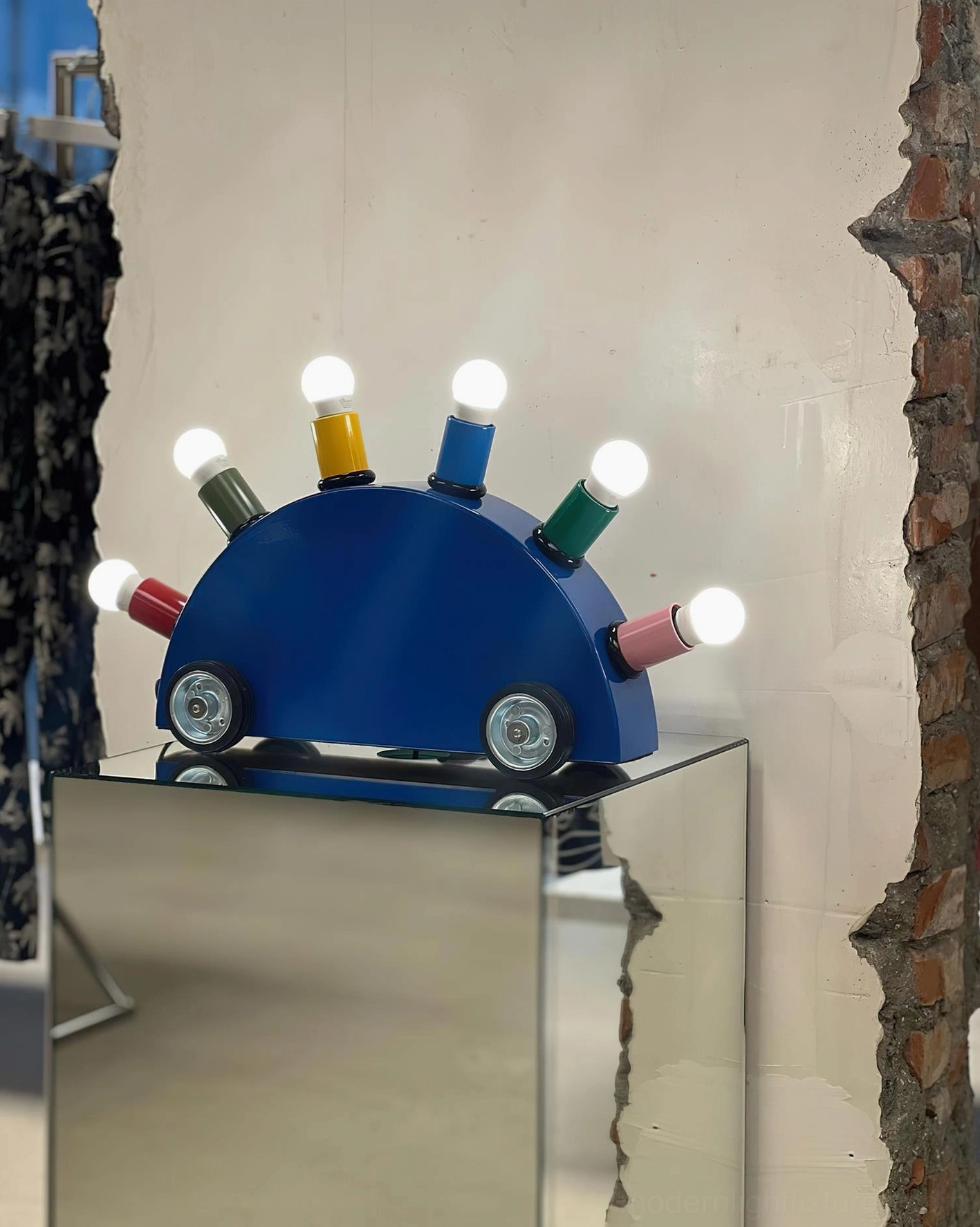 Cartoon car lamp modern eclectic living room interior design styling placement