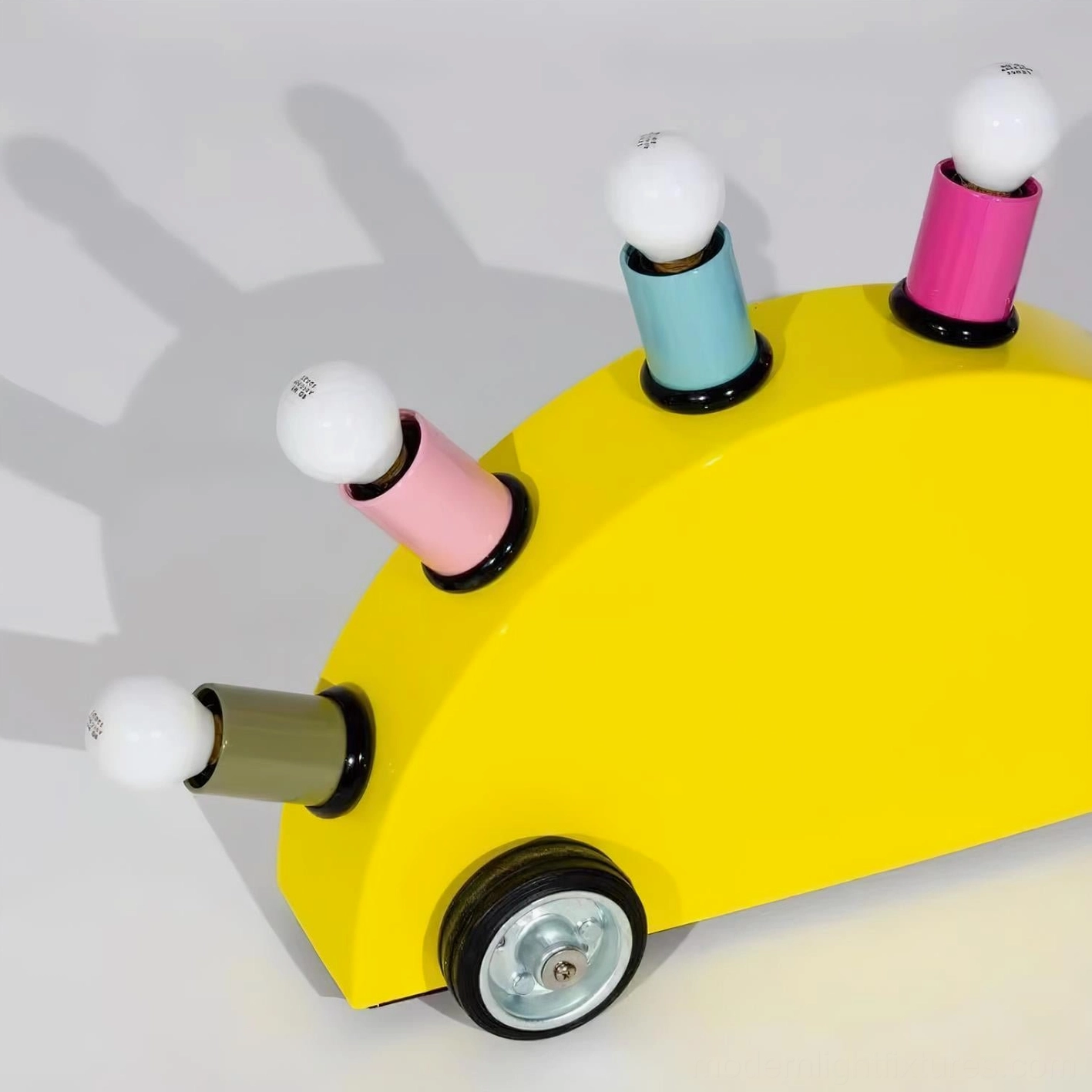 Cartoon car table lamp mid-century modern furniture pairing retro design aesthetic