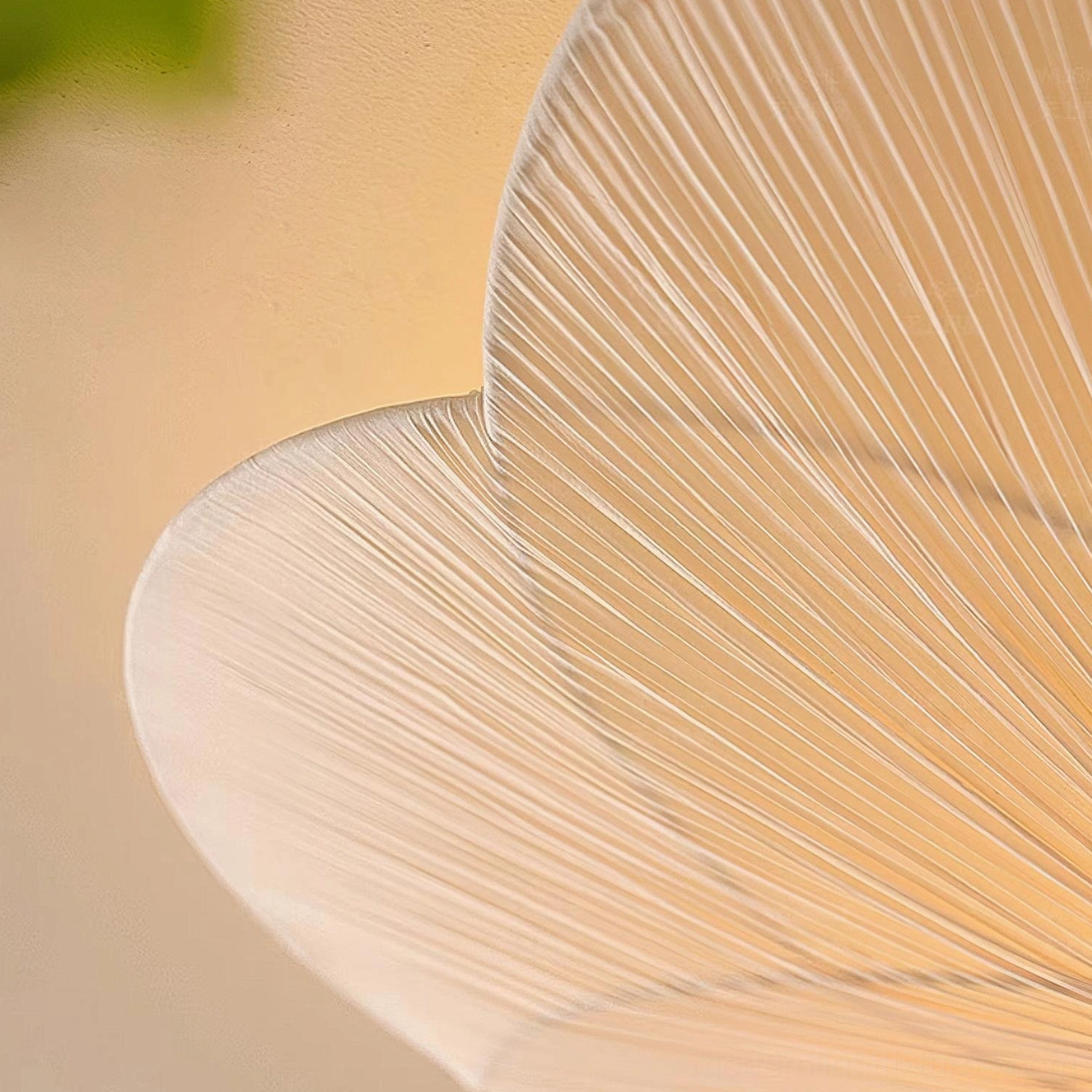 Caserta pleated fabric ceiling light beige and walnut finish modern room decor