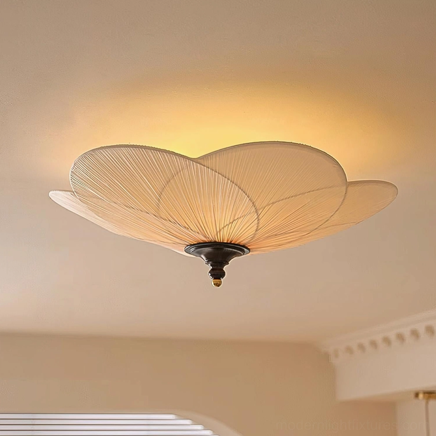 Caserta modern flush mount ceiling light installed in contemporary home design space
