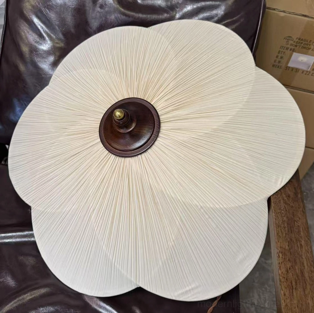 Caserta flush mount ceiling light with petal-inspired pleated shade botanical design