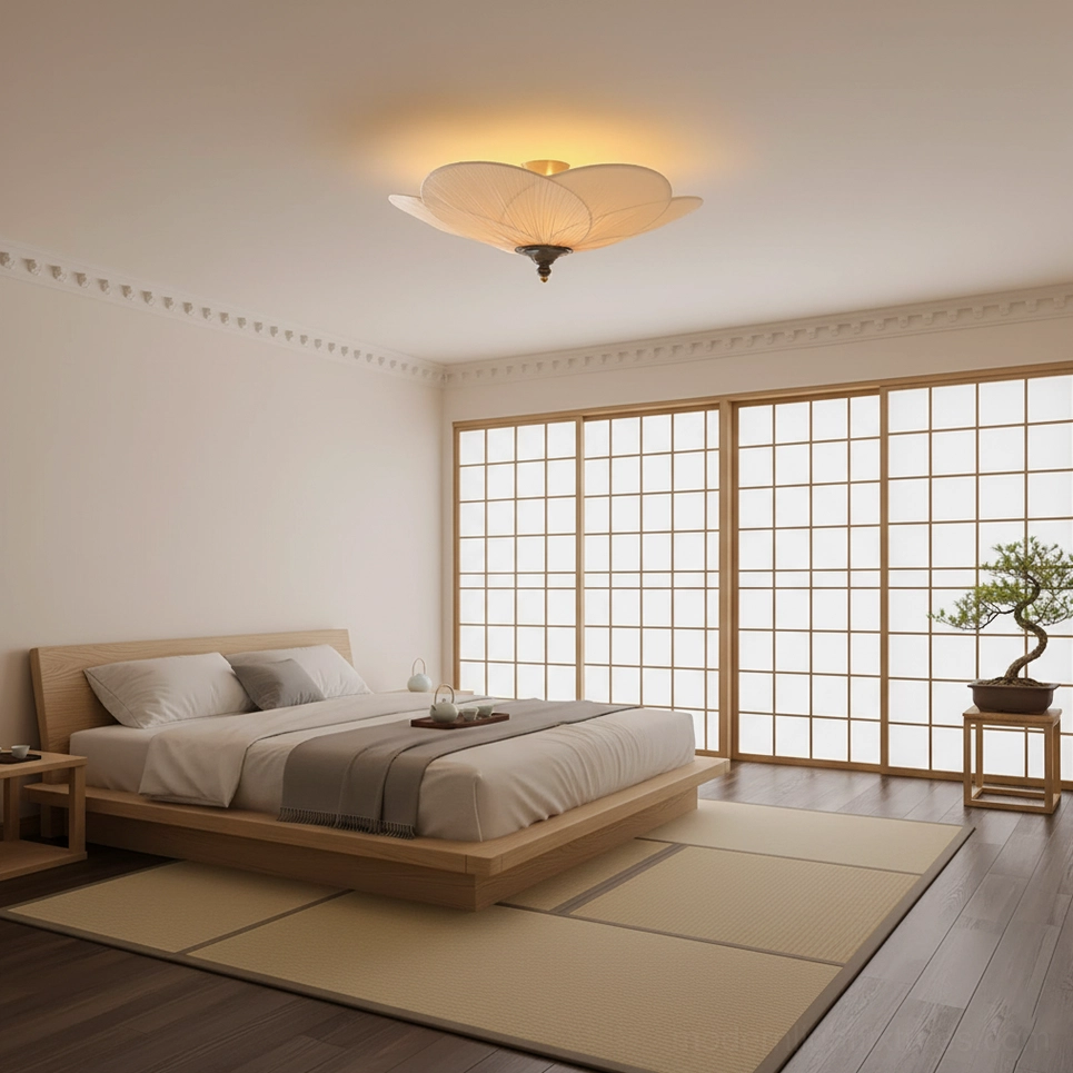 Caserta pleated ceiling light warm glow illumination in contemporary interior space