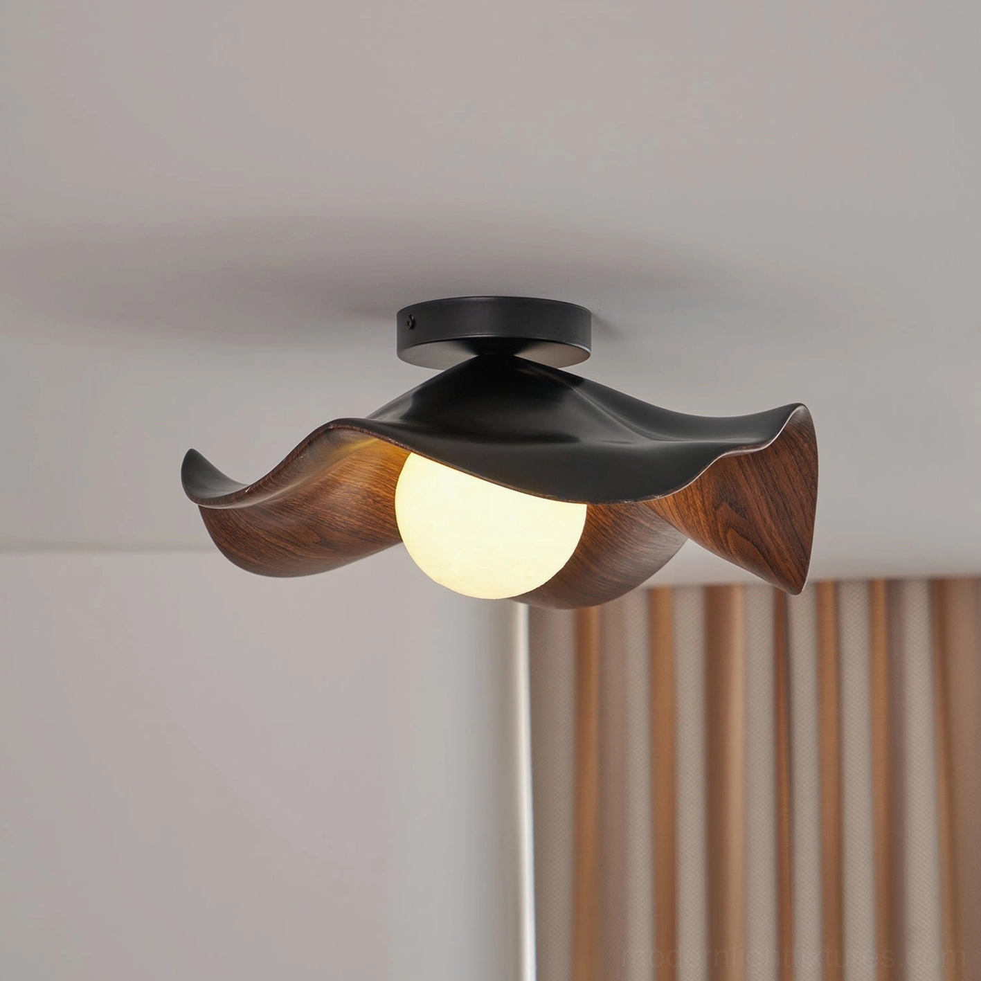 Casia modern ceiling light showing even light diffusion and soft glow quality