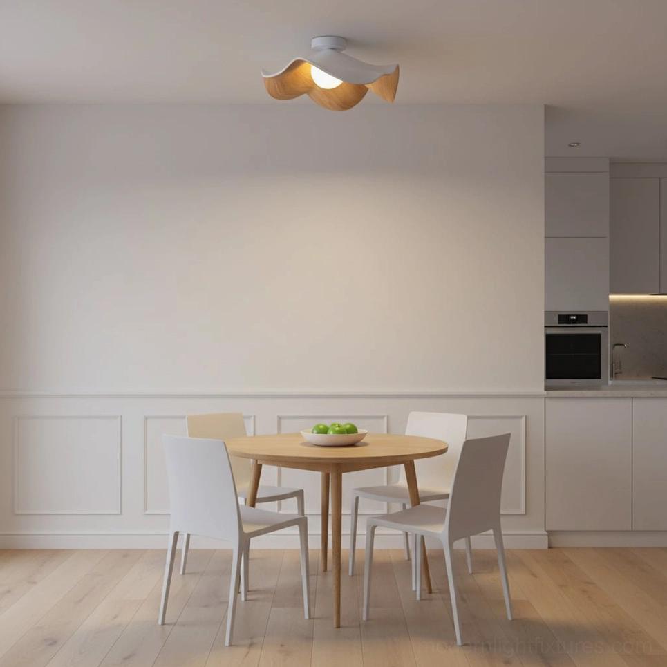 Casia ceiling light fixture showing topographic resin surface and warm bulb interior