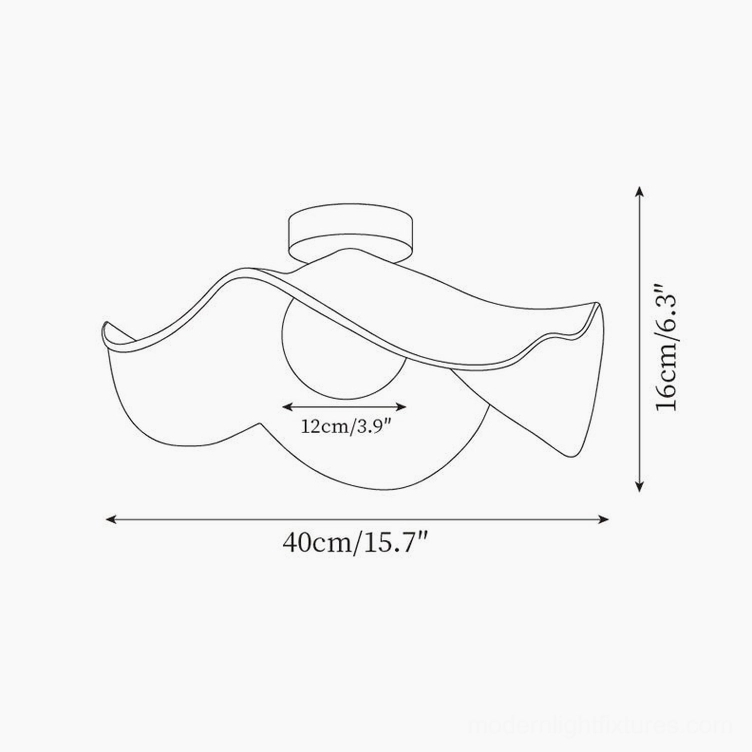 Casia large size technical specification drawing - 40cm diameter by 16cm height dimensions