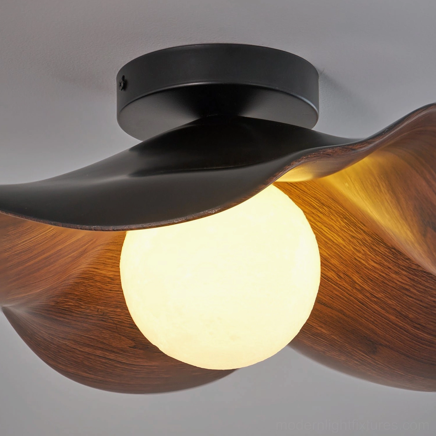 Casia wood color ceiling light in contemporary scandinavian interior design aesthetic