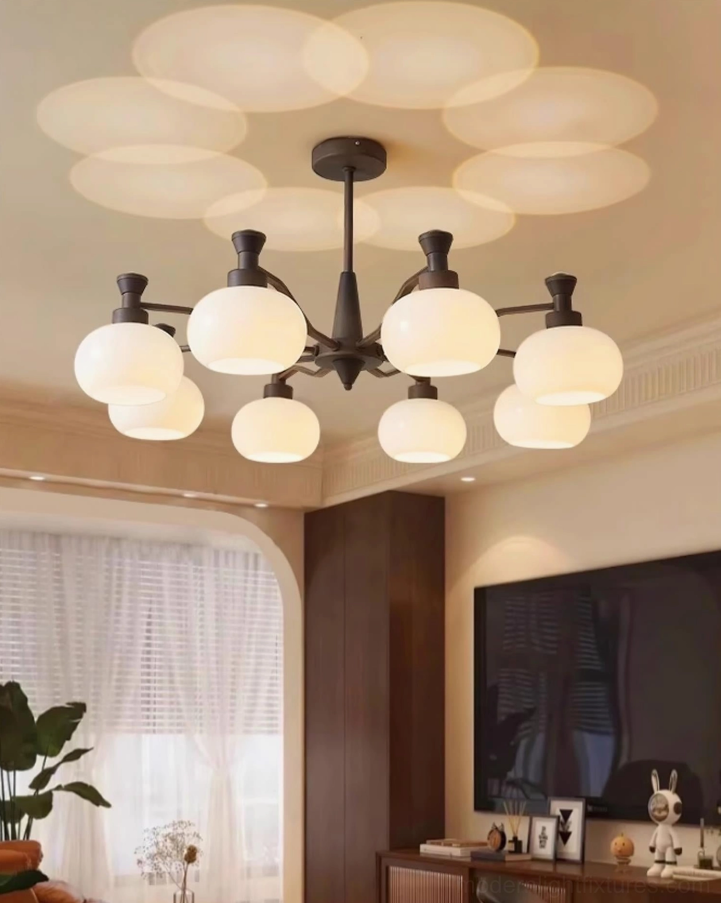 Cassia dark brown metal chandelier frame structure showing graceful curved arms and multi-head design
