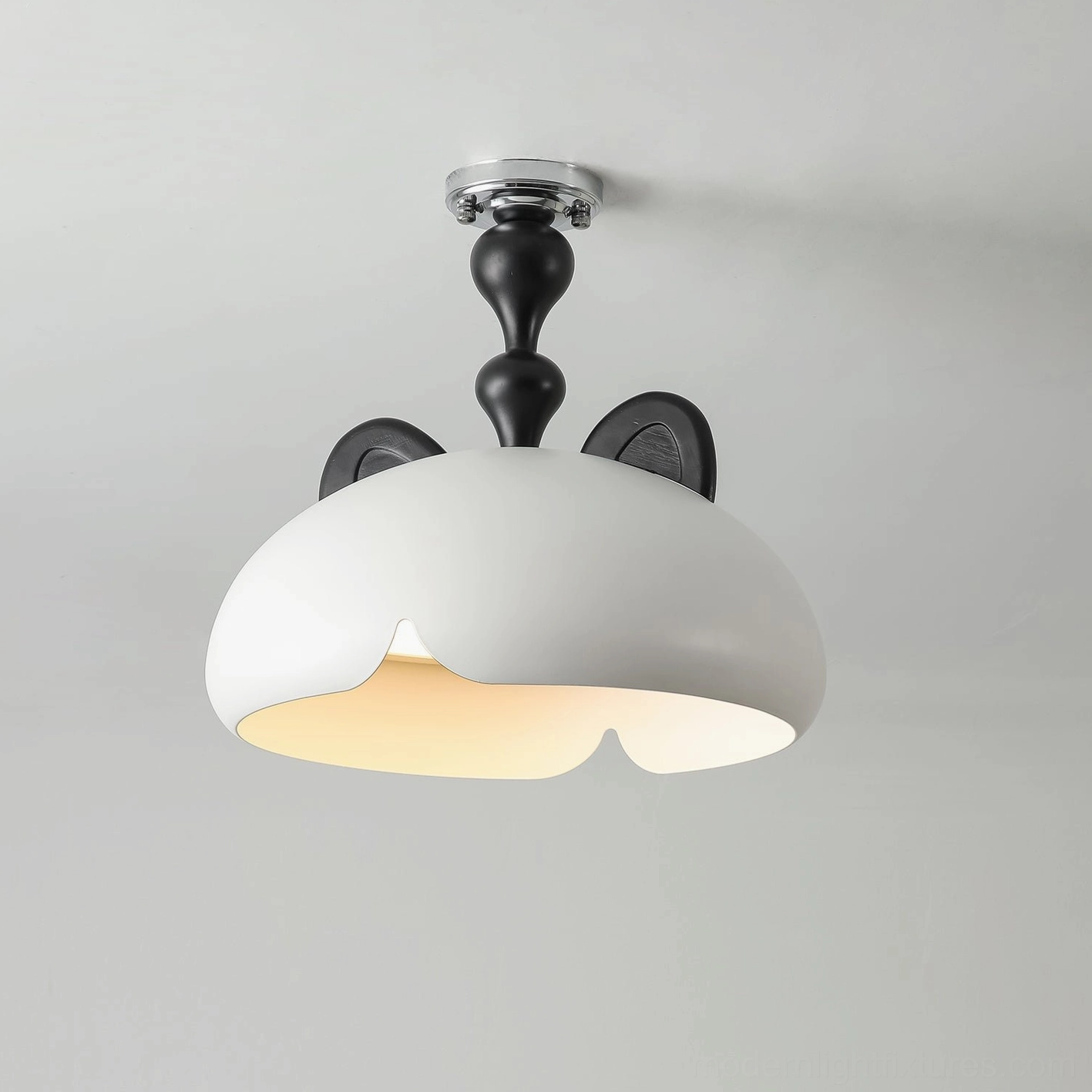 Cat ear ceiling light in Black and White color combination - contemporary contrast finish