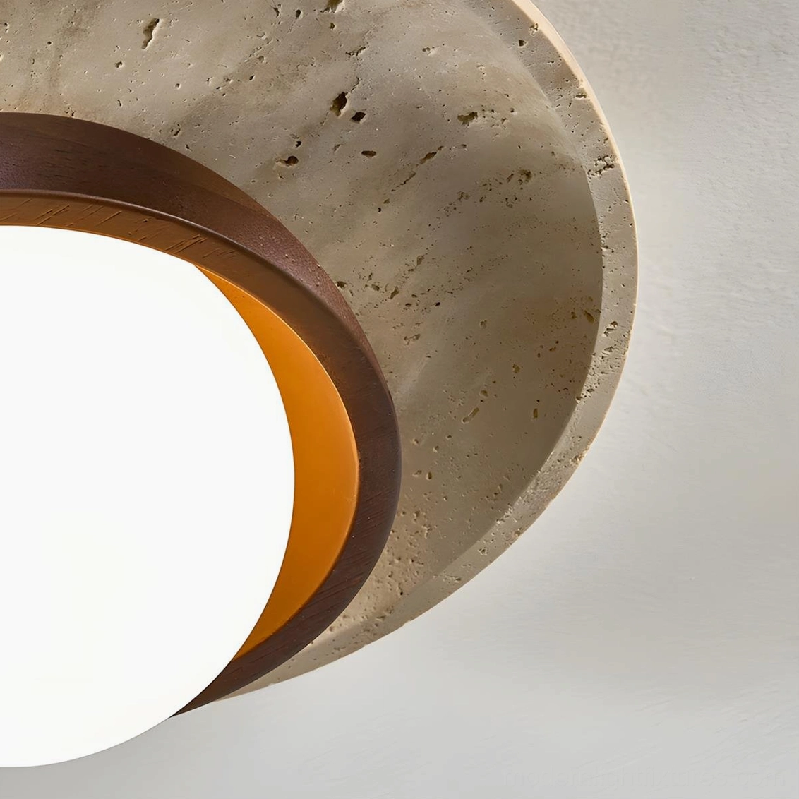 Cavara modern travertine ceiling light, architectural minimalist design for contemporary home interiors
