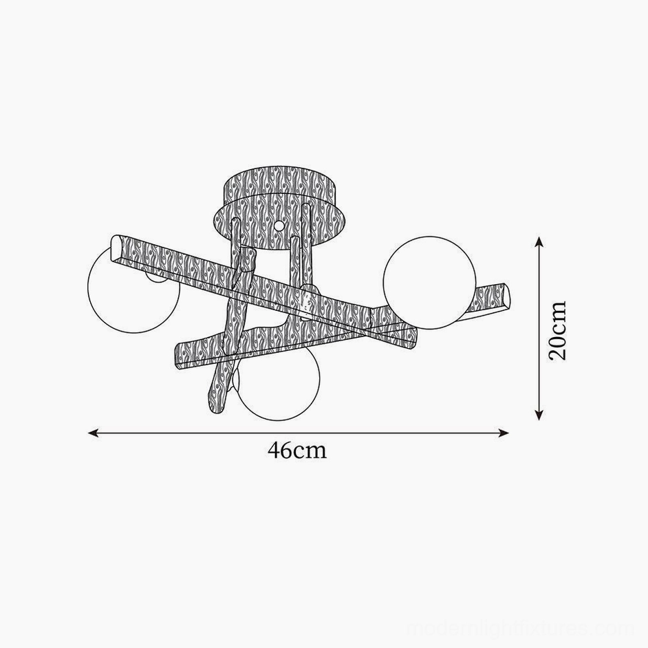 Ceiling light technical schematic showing 46cm width and 20cm height dimensions with 6 light positions