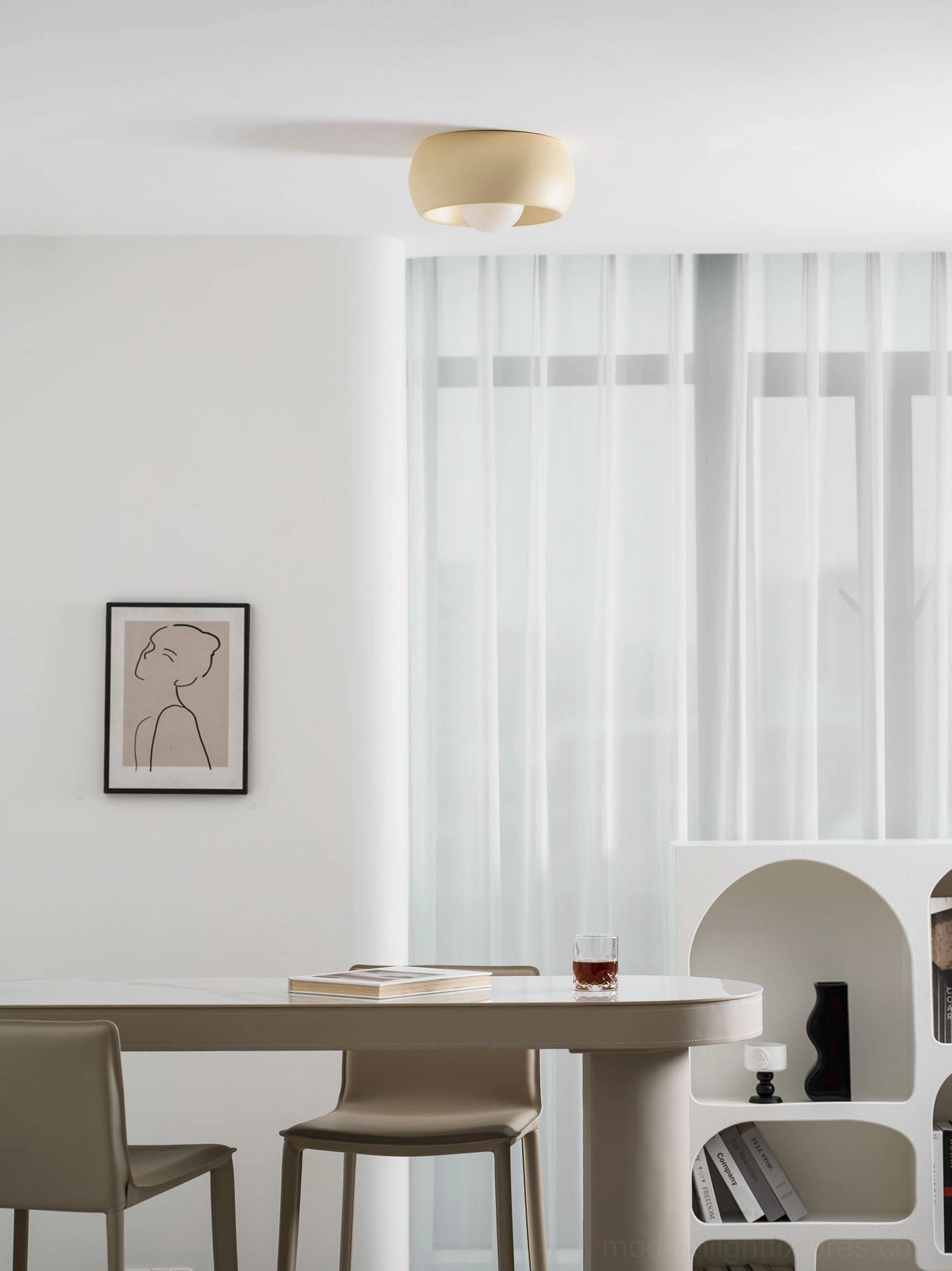 Dimmer compatible ceiling light demonstrating full brightness to low ambient mood lighting adjustment