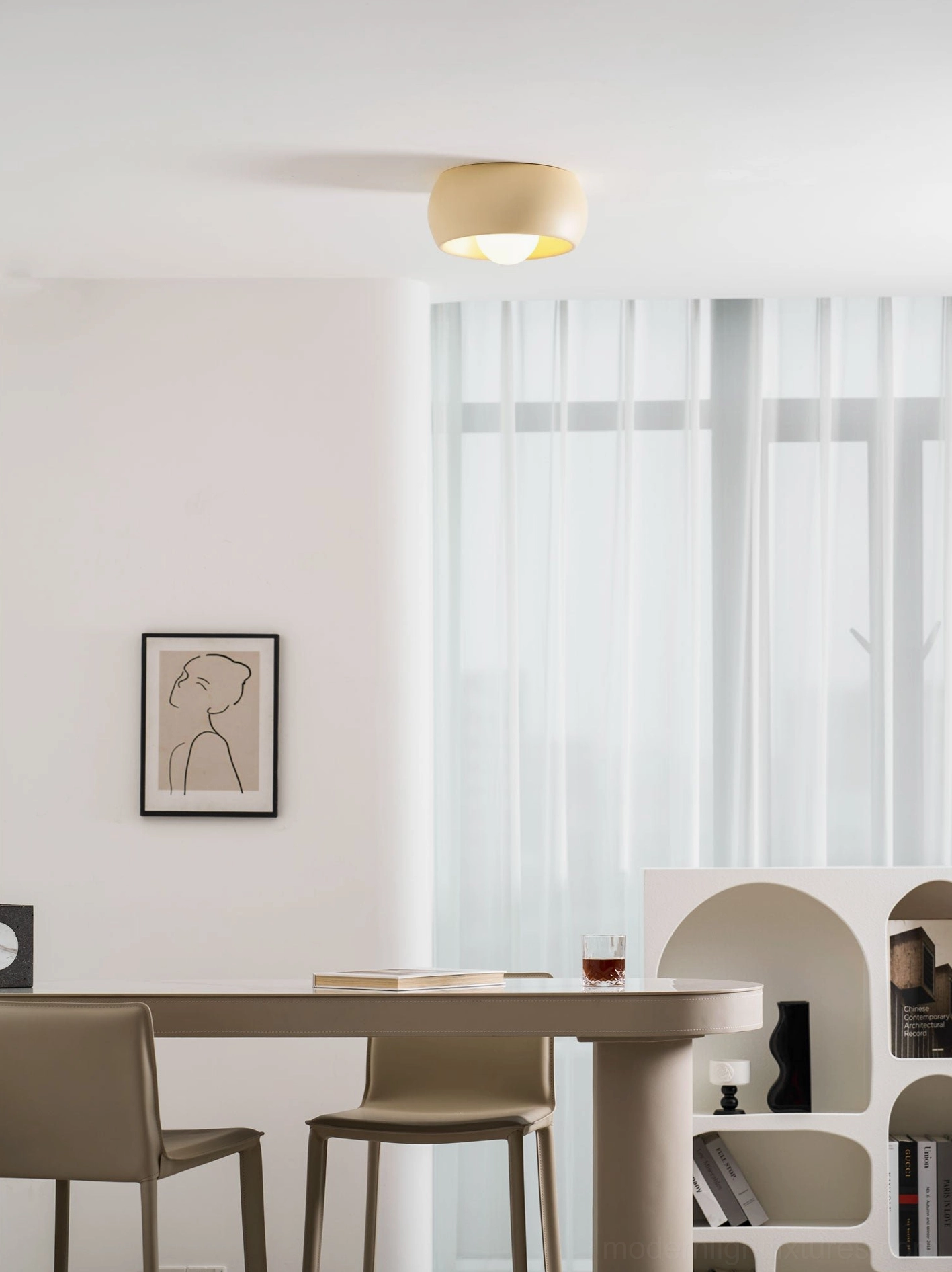 Multiple finish options of modern ceiling light fixture showing color coordination possibilities